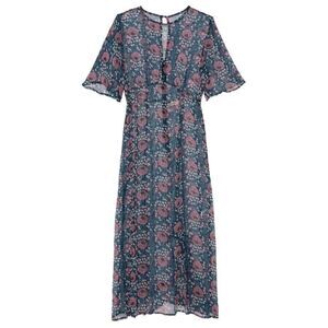 Natalie Martin Ramya Maxi dress size XS Floral flutter sleeves